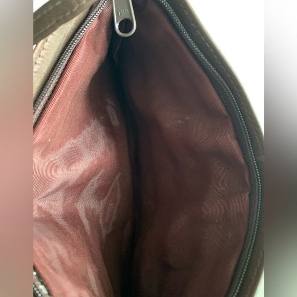 VTG 80s Leather Puffy Padded Quilted Clutch Bag Purse ~ Metallic Gold & Brown - Picture 6 of 12